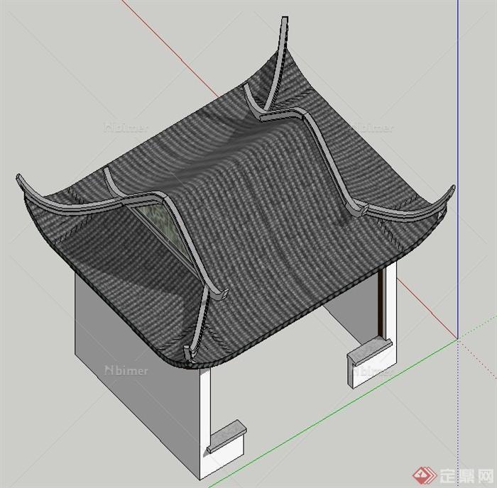 古典中式歇山亭设计SU模型