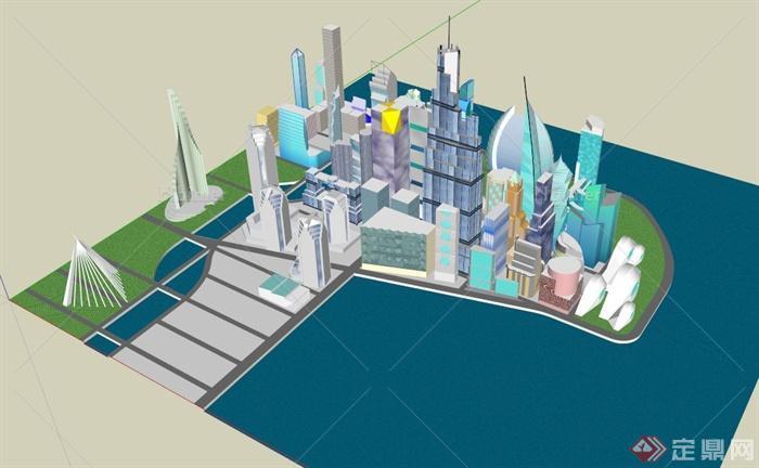 城市建筑规划设计SU模型1