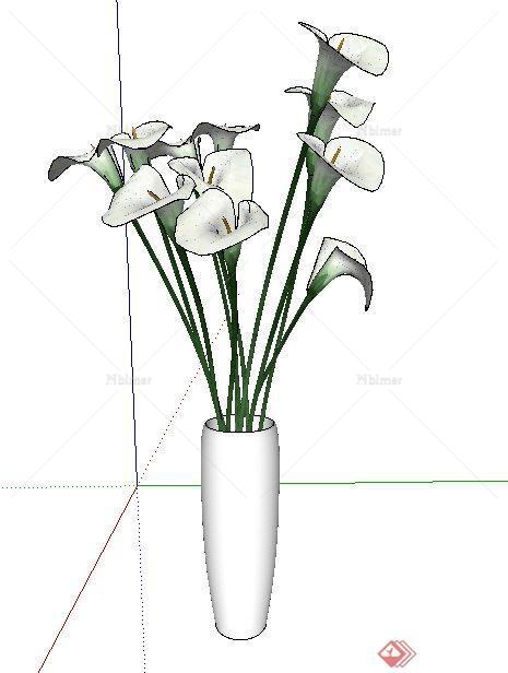 现代室内花瓶插花摆件设计SU模型