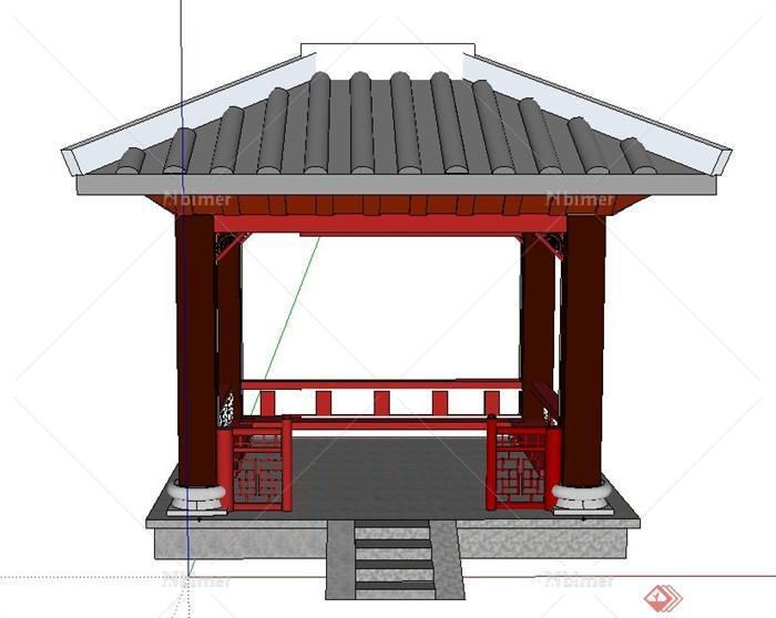 园林景观节点方形亭子设计SU模型