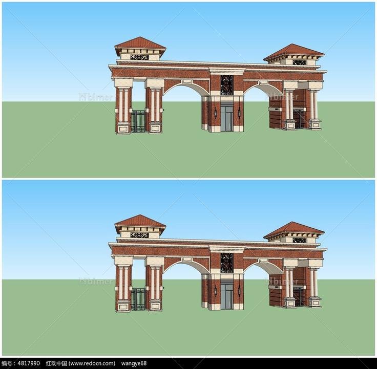 地产别墅小区大门SU模型