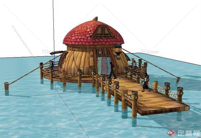 东南亚风格码头景观小品SketchUp(SU)3D模型