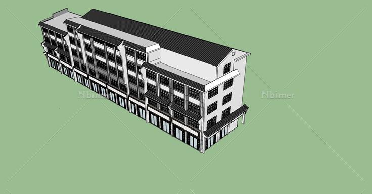 中式临街商业楼(71216)su模型下载