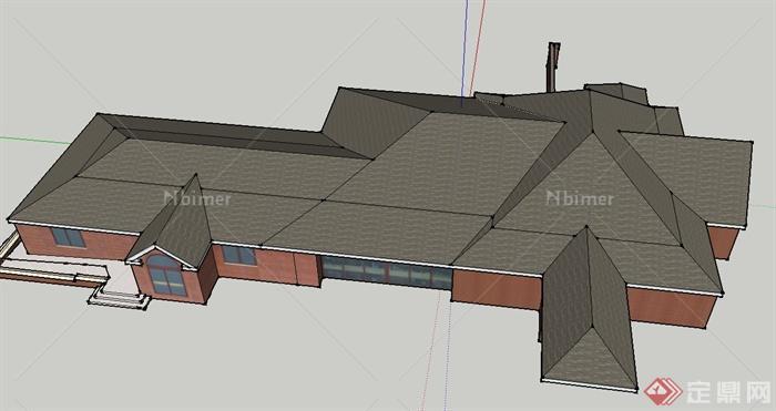 某组合式单层教堂建筑设计SU模型