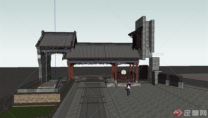 古典中式衙门大门设计SU模型