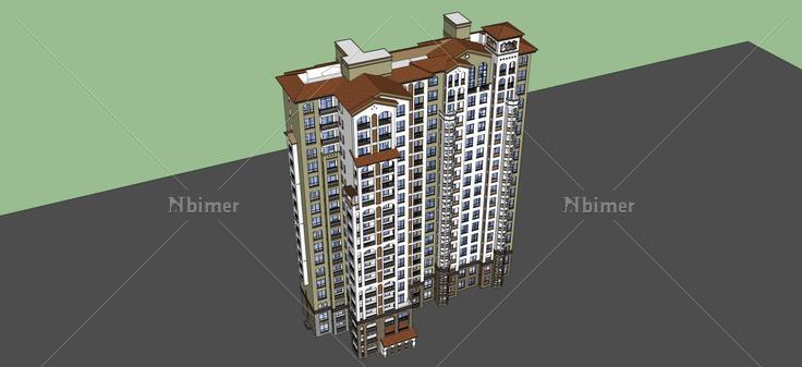 欧式高层住宅(64629)su模型下载