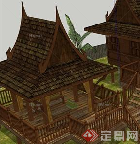 某现代中式居住建筑房SU模型参考