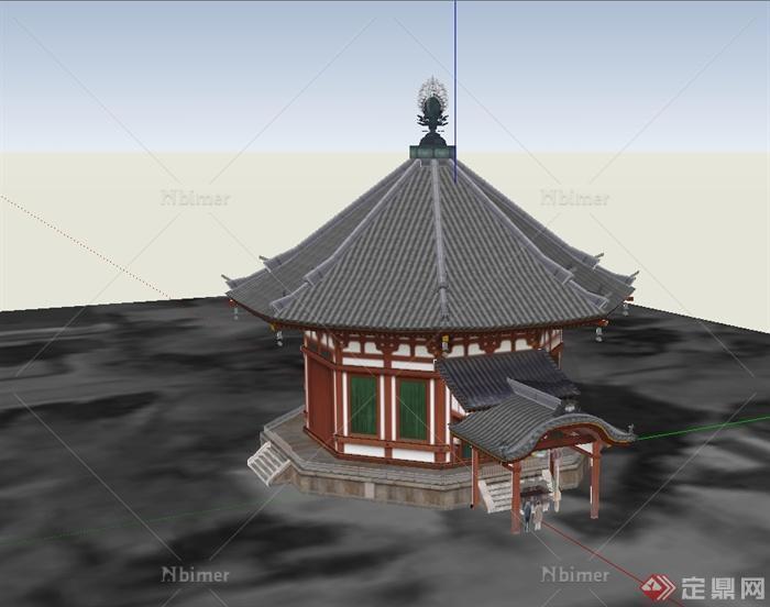 中国古典中式风格亭房旅游建筑su模型[原创]