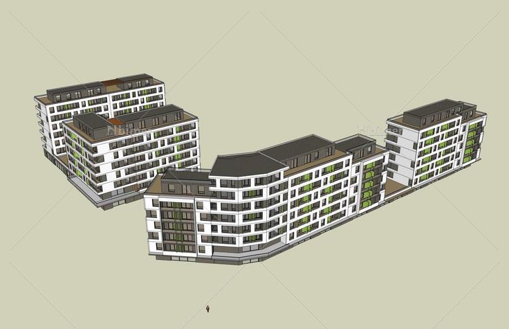 现代多层住宅楼(38288)su模型下载