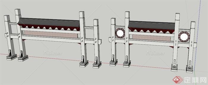 两个牌坊设计SU模型