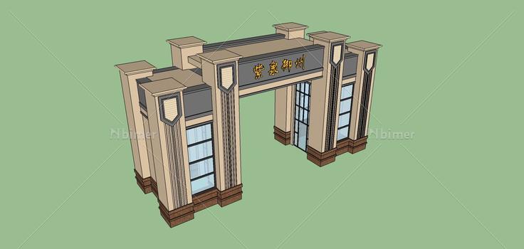 景观-门楼(69600)su模型下载