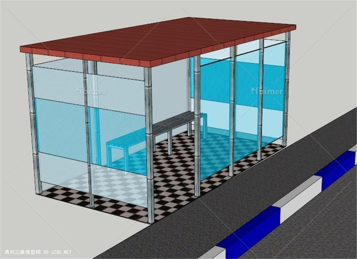 公交站台75su模型