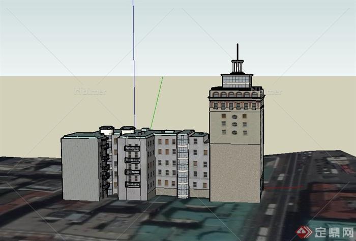 某L形高层商住房建筑设计SU模型