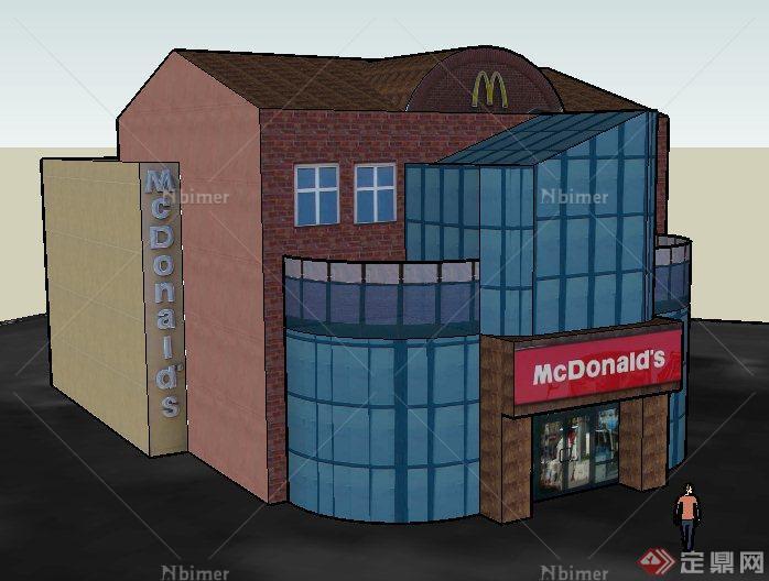 现代多层快餐店建筑设计su模型