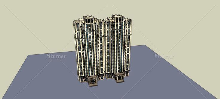 新古典风格高层住宅楼(73957)su模型下载