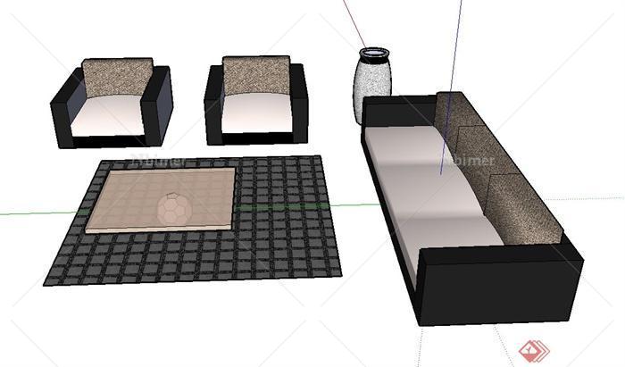 现代室内沙发套装组合设计SU模型