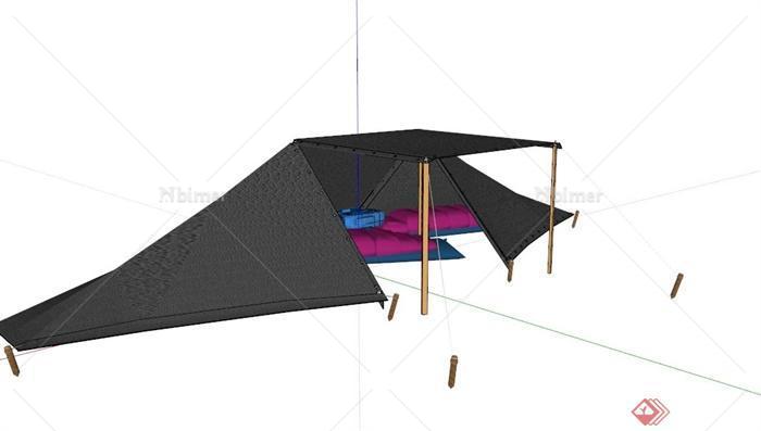 黑色野营帐篷设计SU模型[原创]