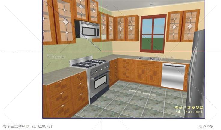 别墅里的厨房水槽的SKP模型设计
