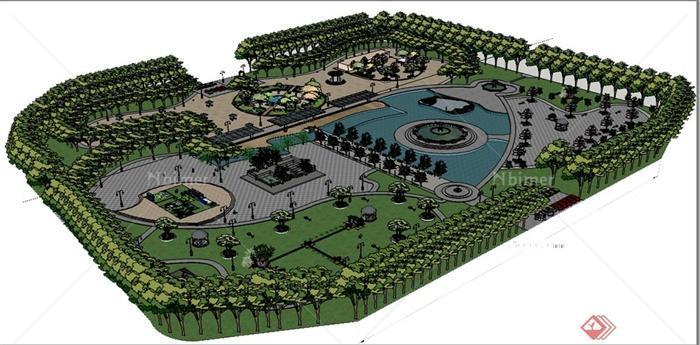 某学校广场景观设计JPG方案图与SU模型