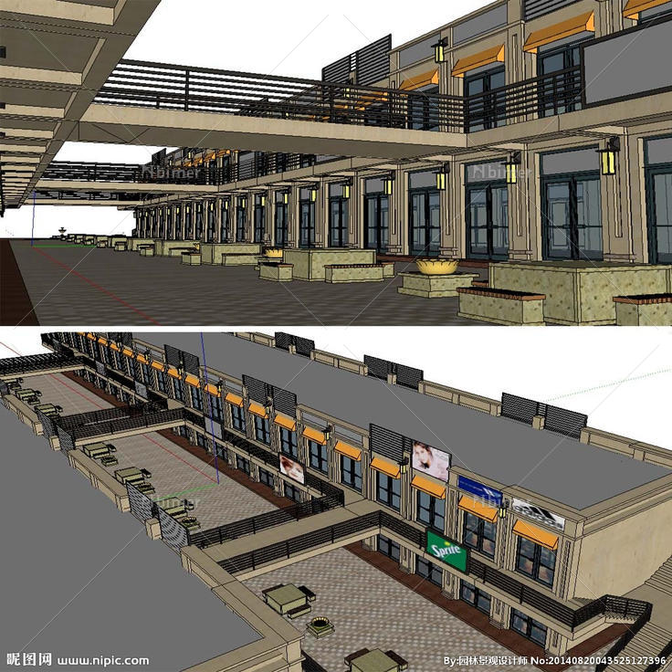 商业购物街SketchUp模图片