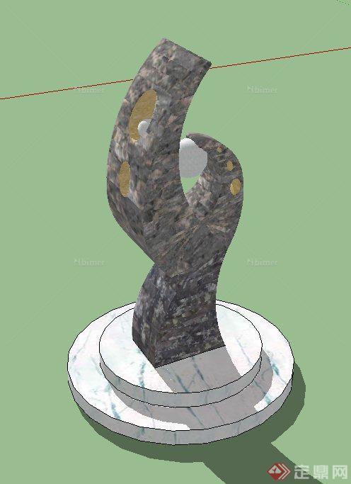 园林景观节点石雕塑设计SU模型