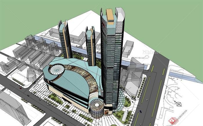 广州某现代风格商业综合体建筑设计su模型