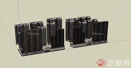 某多层高层住宅楼建筑设计SU模型