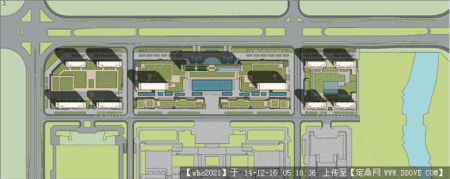 某市一个行政中心区块概念方案设计su精致模型