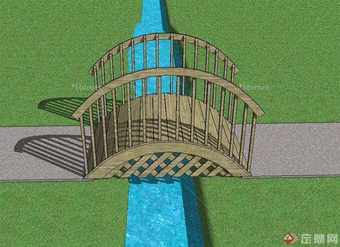 某现代溪流景观桥设计su模型[原创]