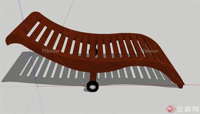一个樱桃木躺椅设计SU模型