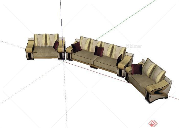 现代风格独特造型客厅沙发设计SU模型[原创]