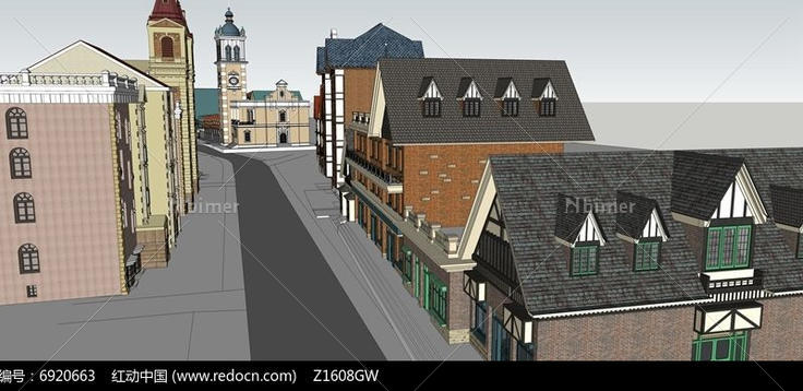 欧式风格商业街模型