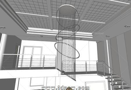 客厅豪华水晶吊灯sketchup组件