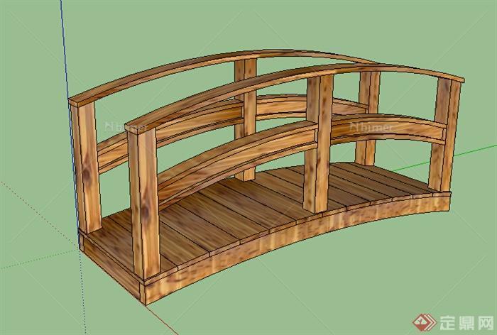 园林景观之现代木质景观桥设计su模型