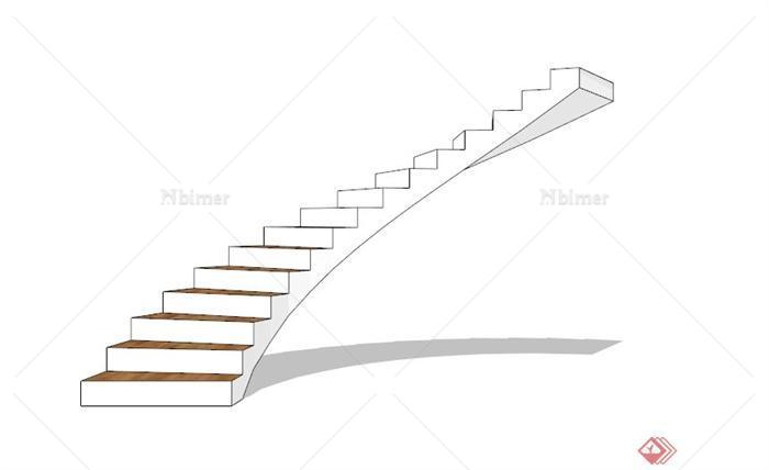 现代旋转木楼梯设计SU模型素材[原创]