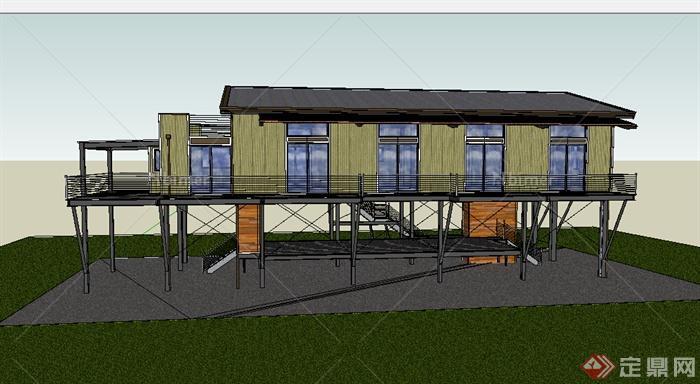 某2层别墅建筑模型设计SU参考