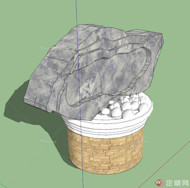 特色标志景石小品设计SU模型