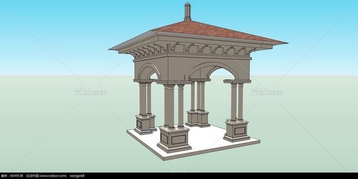 欧式拱形门亭子SU模型