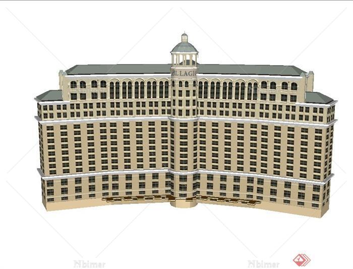 现代某Y形大型商务酒店建筑设计SU模型