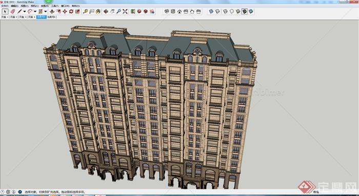 新古典住宅楼建筑设计SU模型