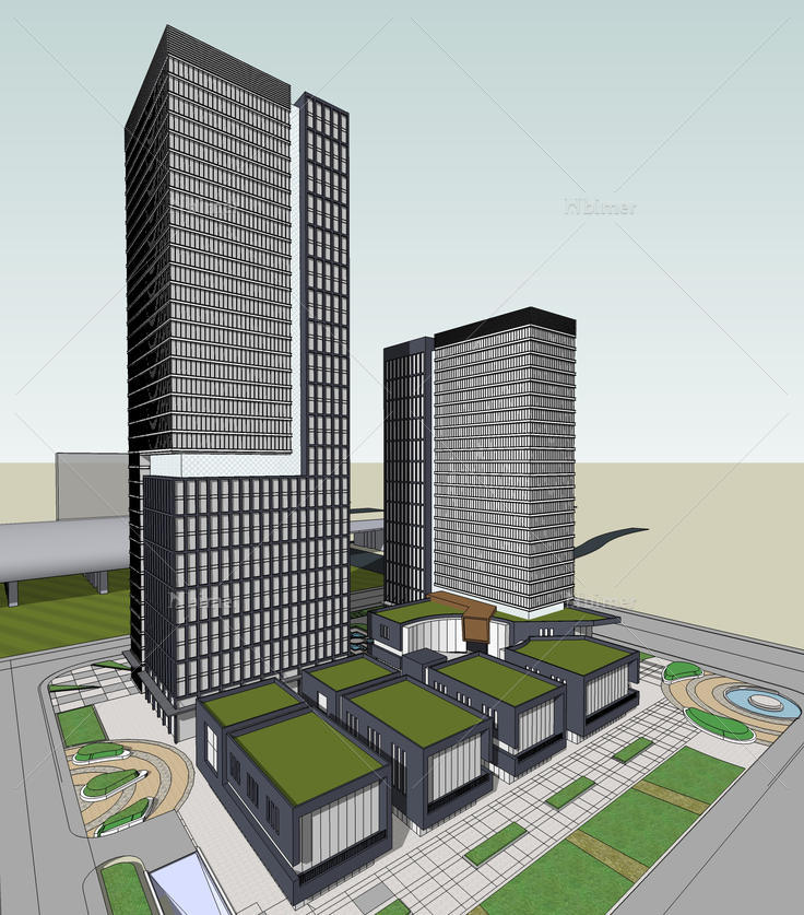 现代超高层办公建筑sketchup模型