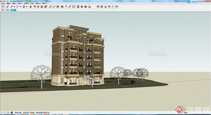 某6层住宅建筑设计SU模型1