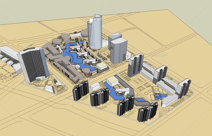 现代城市综合体(53695)su模型下载
