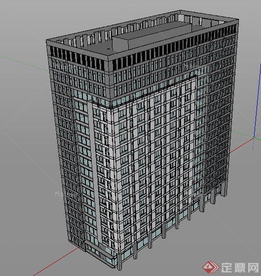 某现代高层办公楼建筑su单体模型[原创]