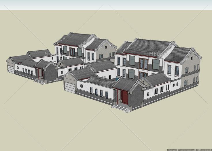 白族风格民居建筑规划设计方案su模型