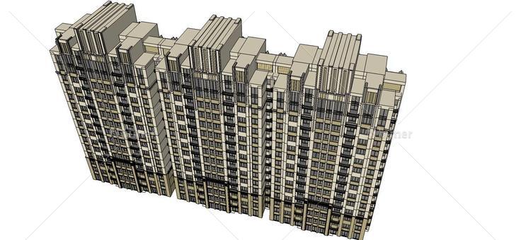 新古典风格高层住宅楼(74110)su模型下载