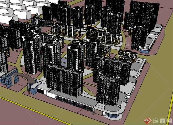 某居住建筑楼群设计SU模型素材1[原创]