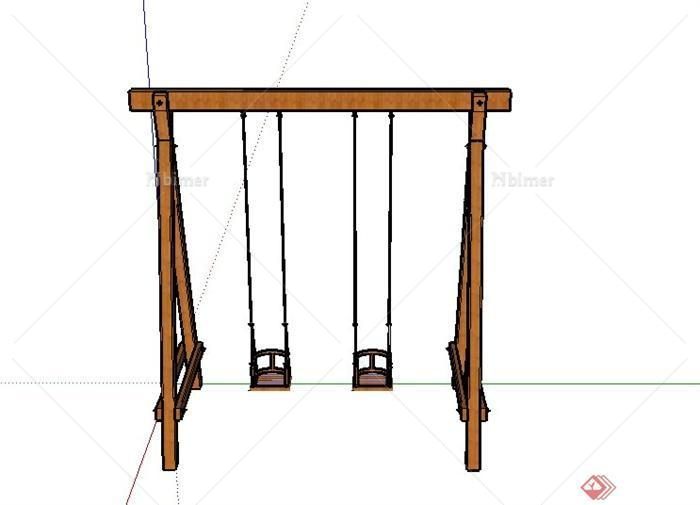某园林景观节点双人秋千设计SU模型