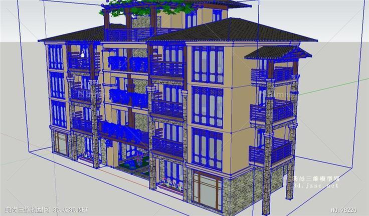 现代建筑商业住宅楼模型(43)