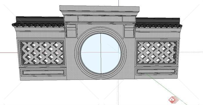 古典中式景墙、景墙门设计su模型